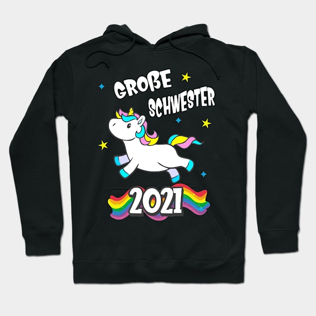 Große Schwester 2021 Einhorn Geschwister Mädchen Hoodie by Foxxy Merch